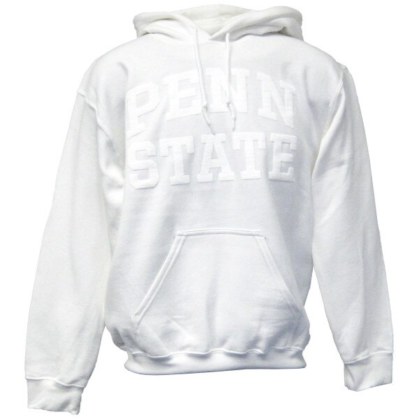 white hooded sweatshirt with tonal puff ink Penn State
